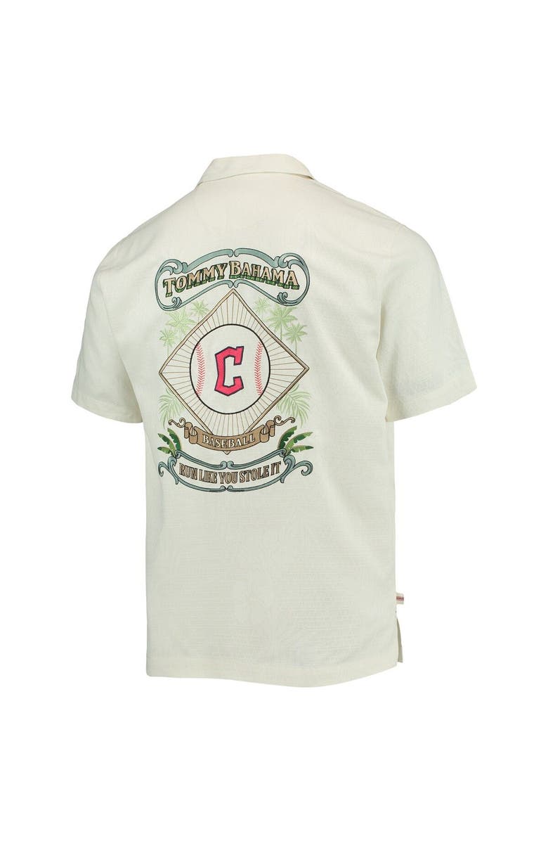 Tommy Bahama Men's Tommy Bahama Cream Cleveland Guardians Baseball Camp Button-Up Shirt, Alternate, color,