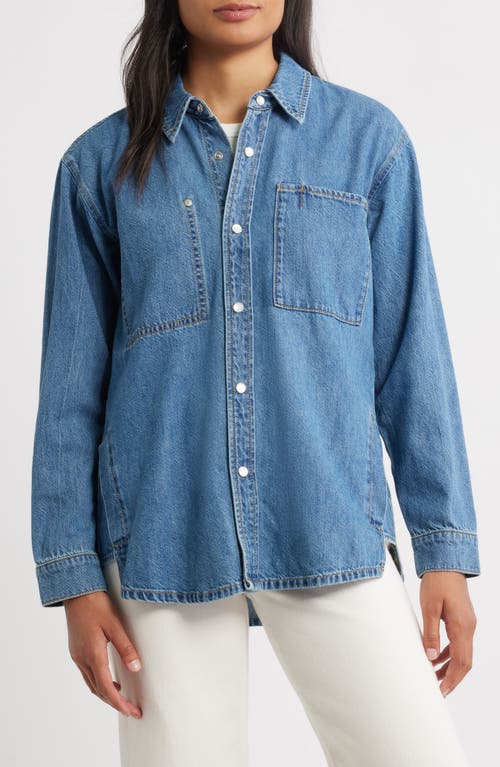 City Blues Gramercy Oversize Denim Snap-up Shirt In Blue