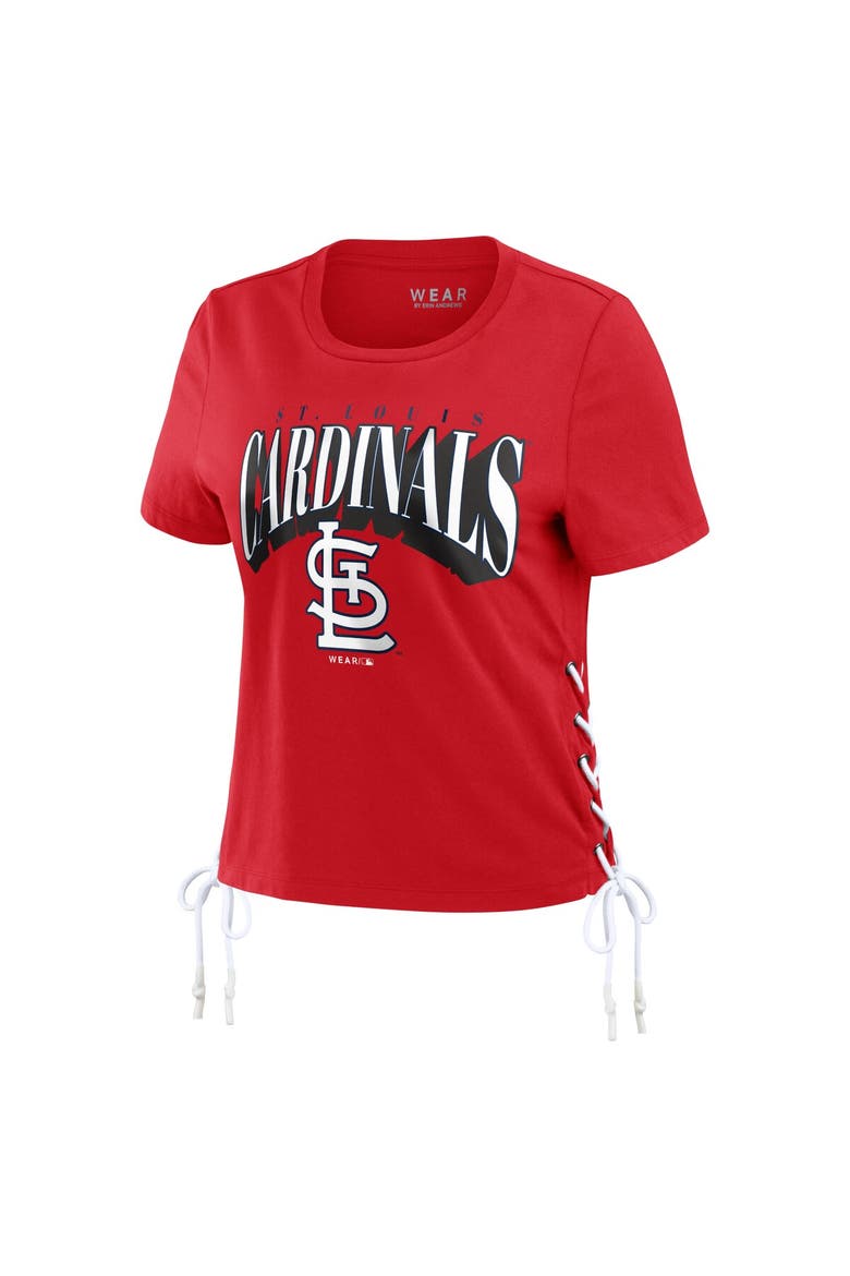 Women's WEAR by Erin Andrews Red St. Louis Cardinals Side Lace-Up Cropped T-Shirt, Alternate, color, Red