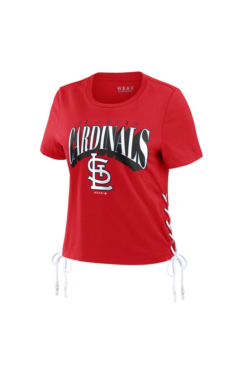 WEAR by Erin Andrews Women's WEAR by Erin Andrews Red St. Louis Cardinals Side Lace-Up Cropped T-Shirt, Alternate, color, Red