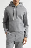 Moncler Leather Logo Patch Cotton Blend Hoodie