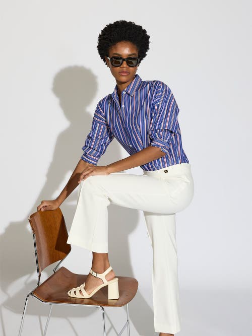 Callas Milano Lola High Density Crepe Stretch Cropped Flare Trouser In White