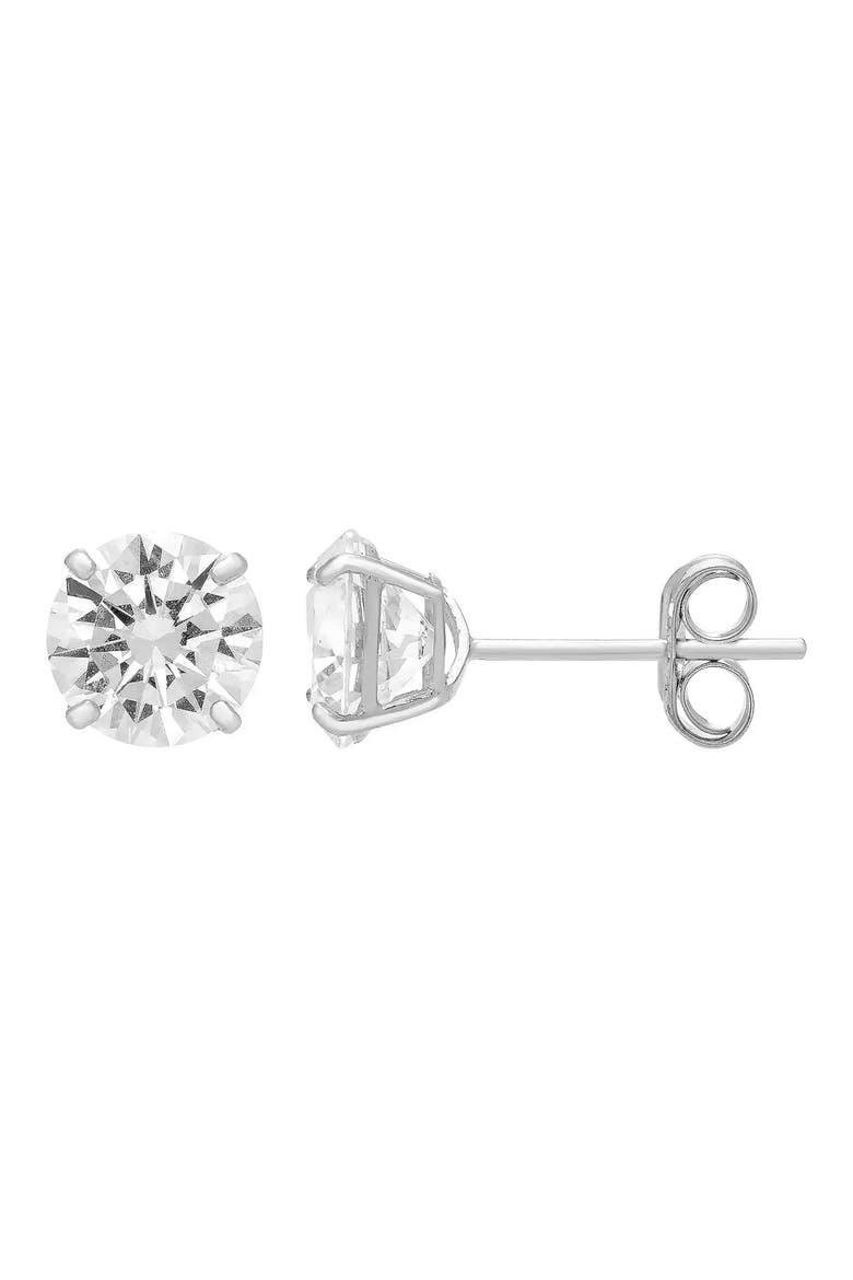 14K Gold Cubic Zirconia 5mm Stud Earrings, Main, color, WHITE GOLD