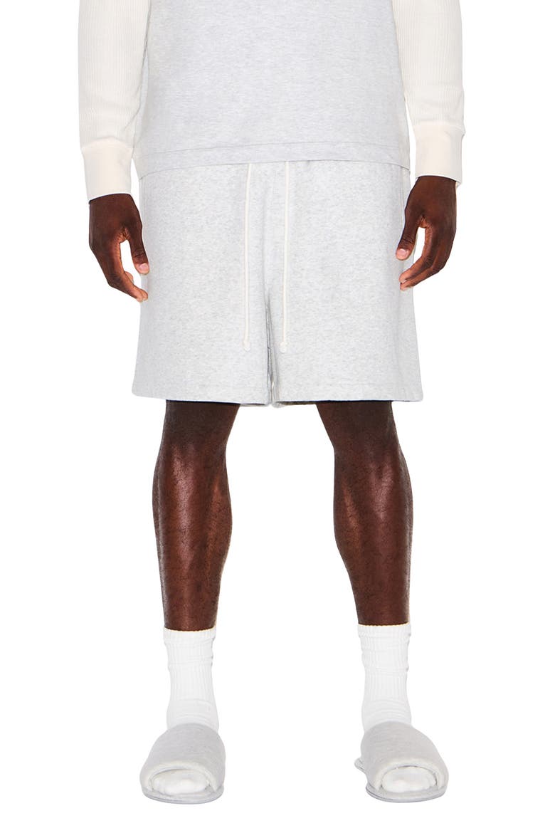 FLEECE LOUNGE RELAXED SHORT, Main, color, LIGHT HEATHER GREY