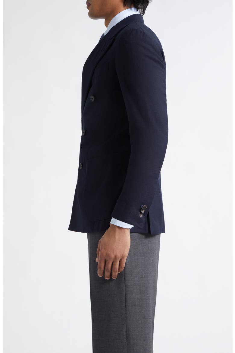 Double Breasted Virgin Wool Hopsack Blazer, Alternate, color, NAVY