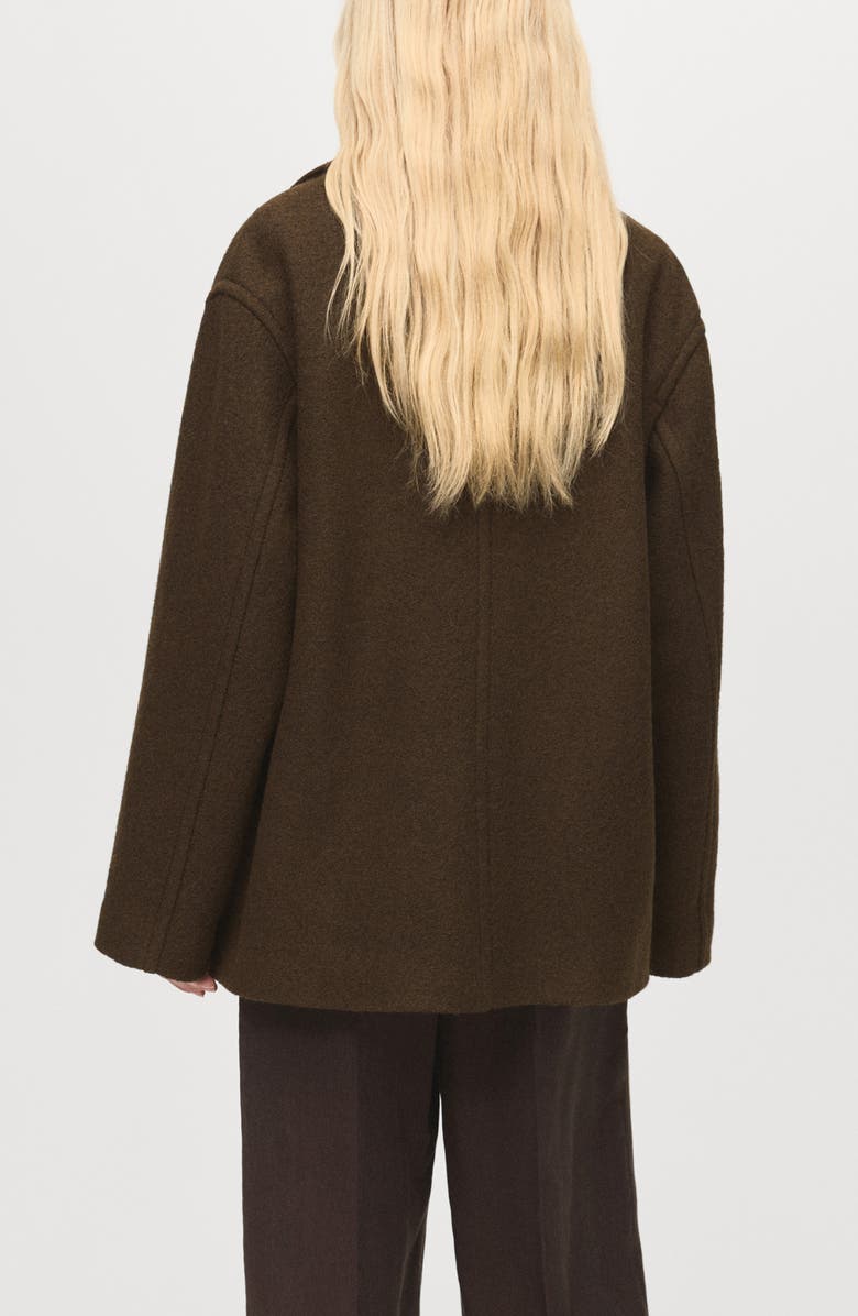MANGO Oversize Wool Blend Coat, Alternate, color, Khaki Green