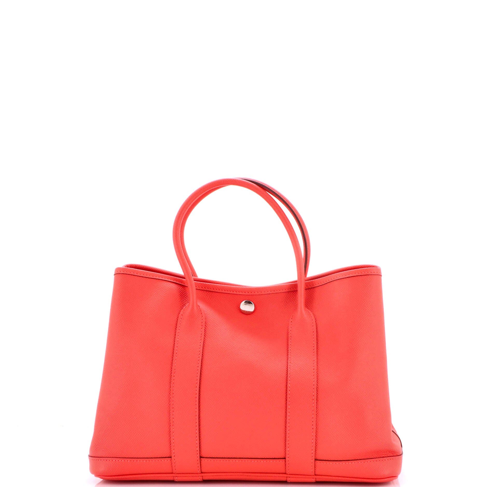 Pre-Owned Hermes Garden Party Tote Leather 30, Alternate, color, Rouge Pivoine
