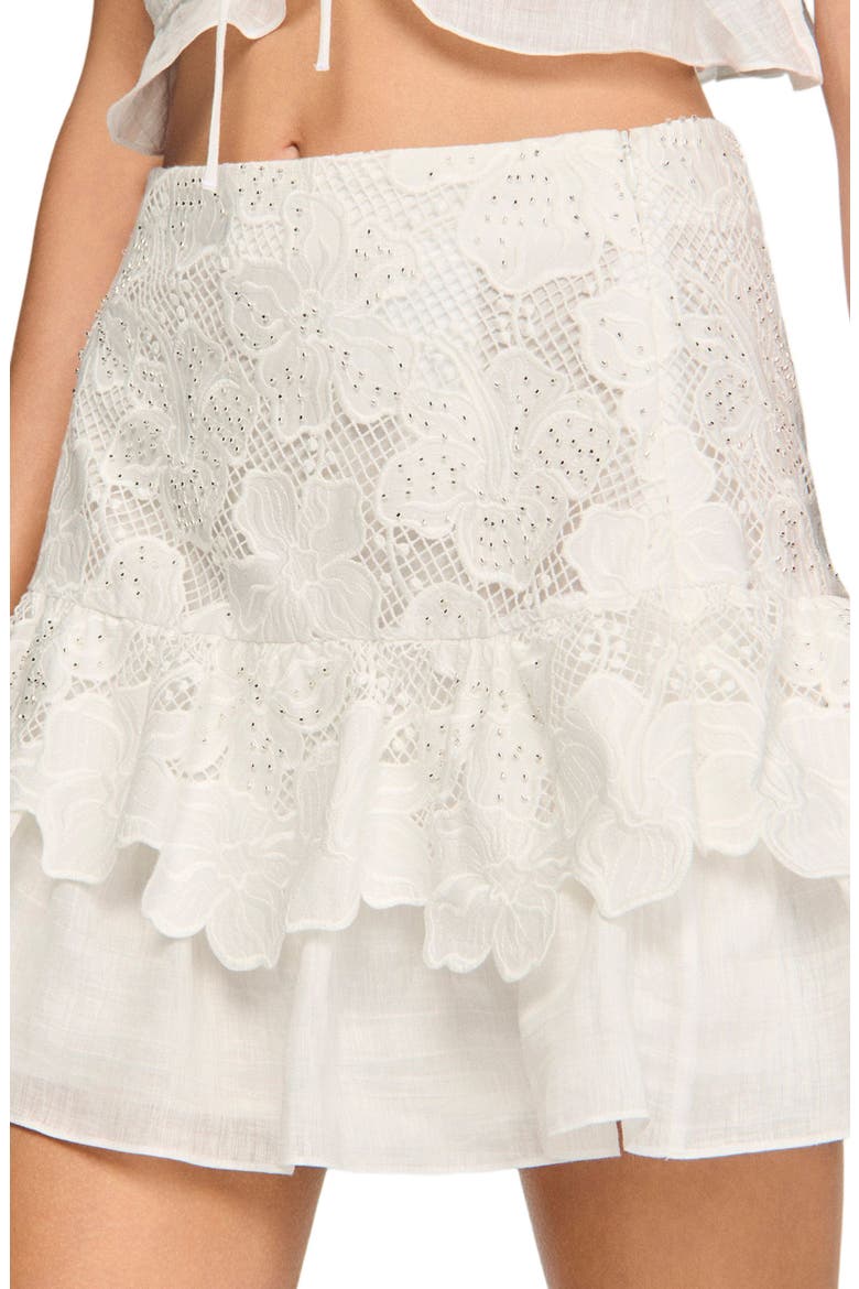 Short guipure skirt, Alternate, color, White