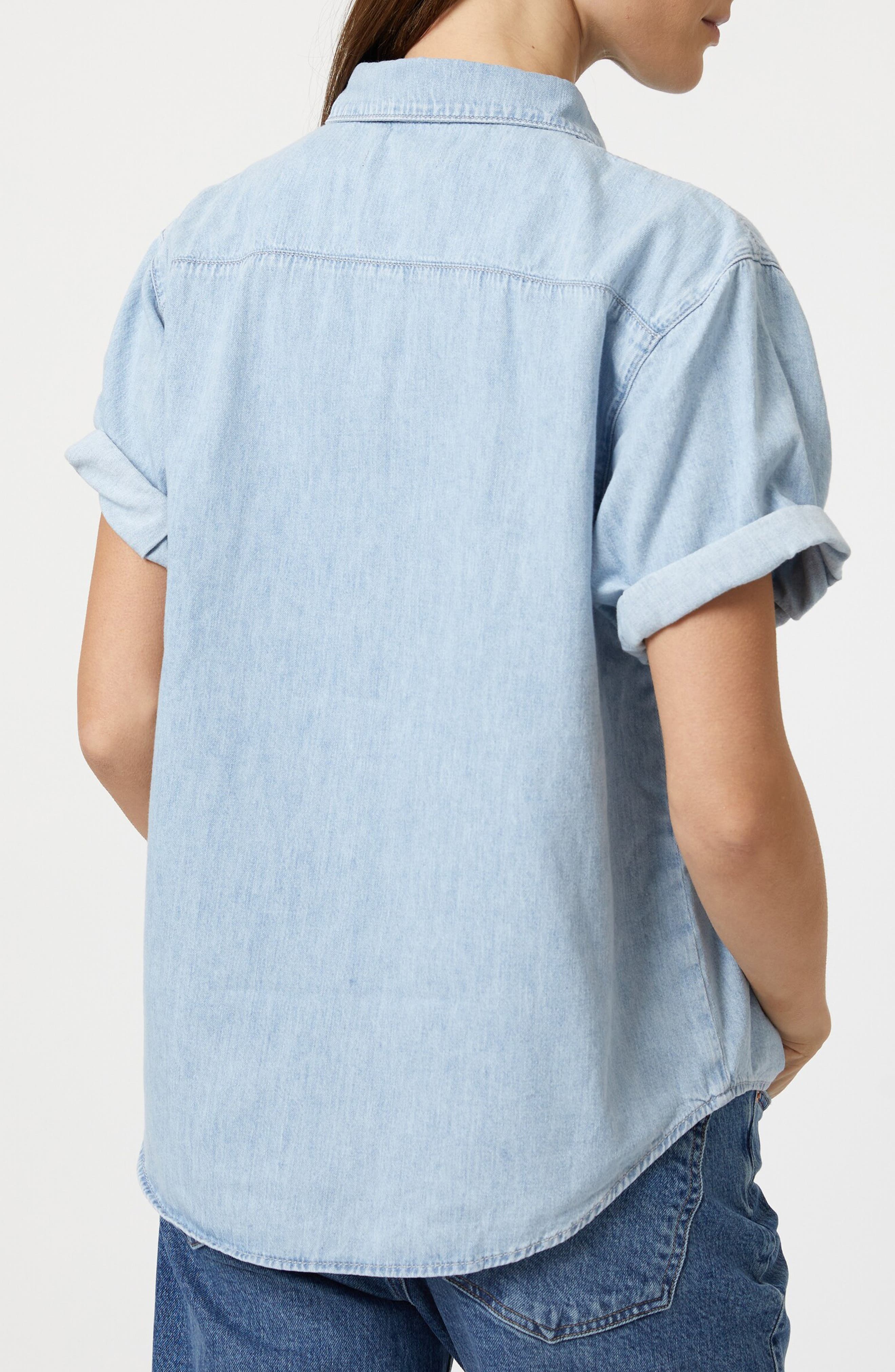 Deva Short Sleeve Denim Button-Up Shirt - image 2