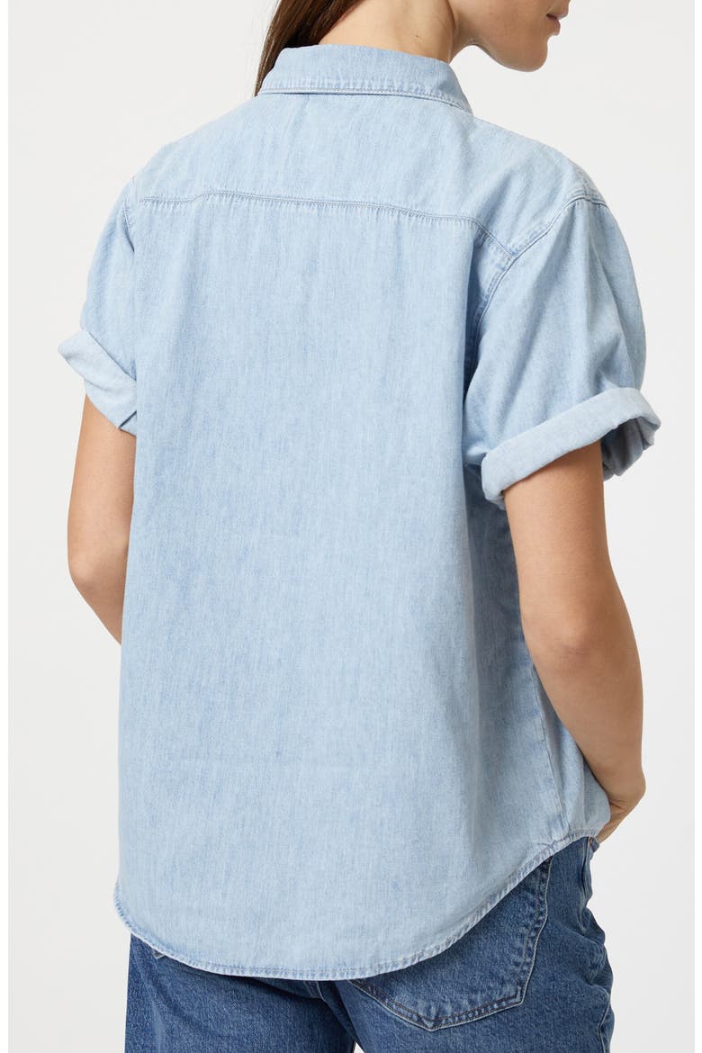 Deva Short Sleeve Denim Button-Up Shirt, Alternate, color, BLEACH DENIM