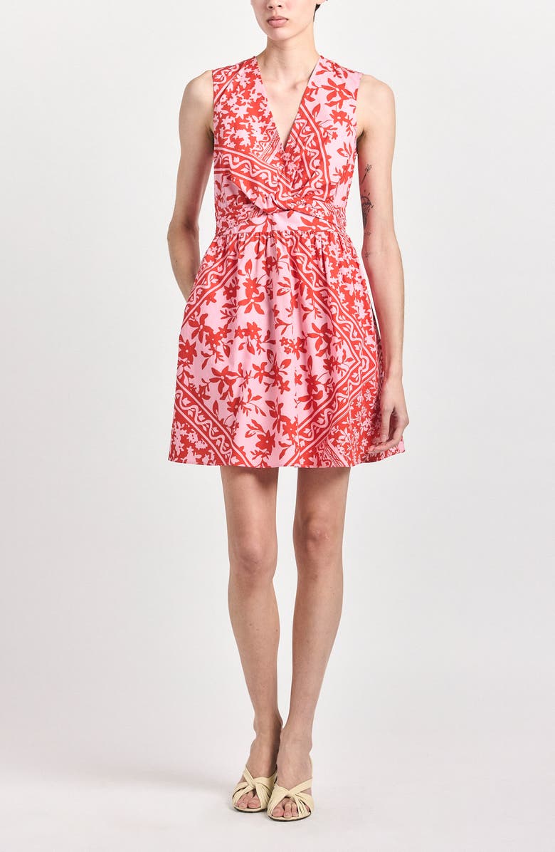 Derek Lam 10 Crosby Nulla Front Twist Minidress, Alternate, color, Pink Tile