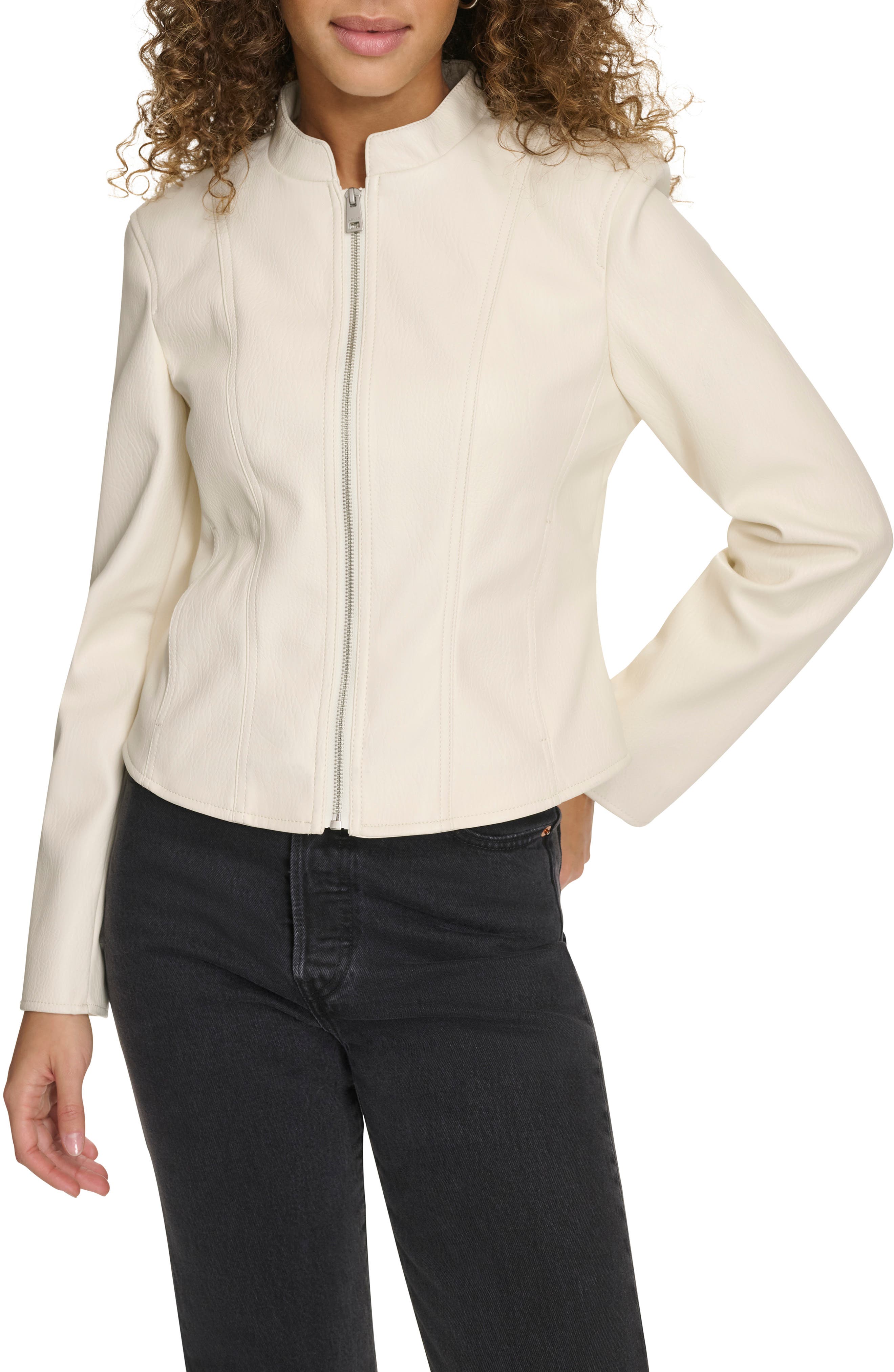 Levi's® Water Resistant Slim Fit Faux Leather Racer Jacket