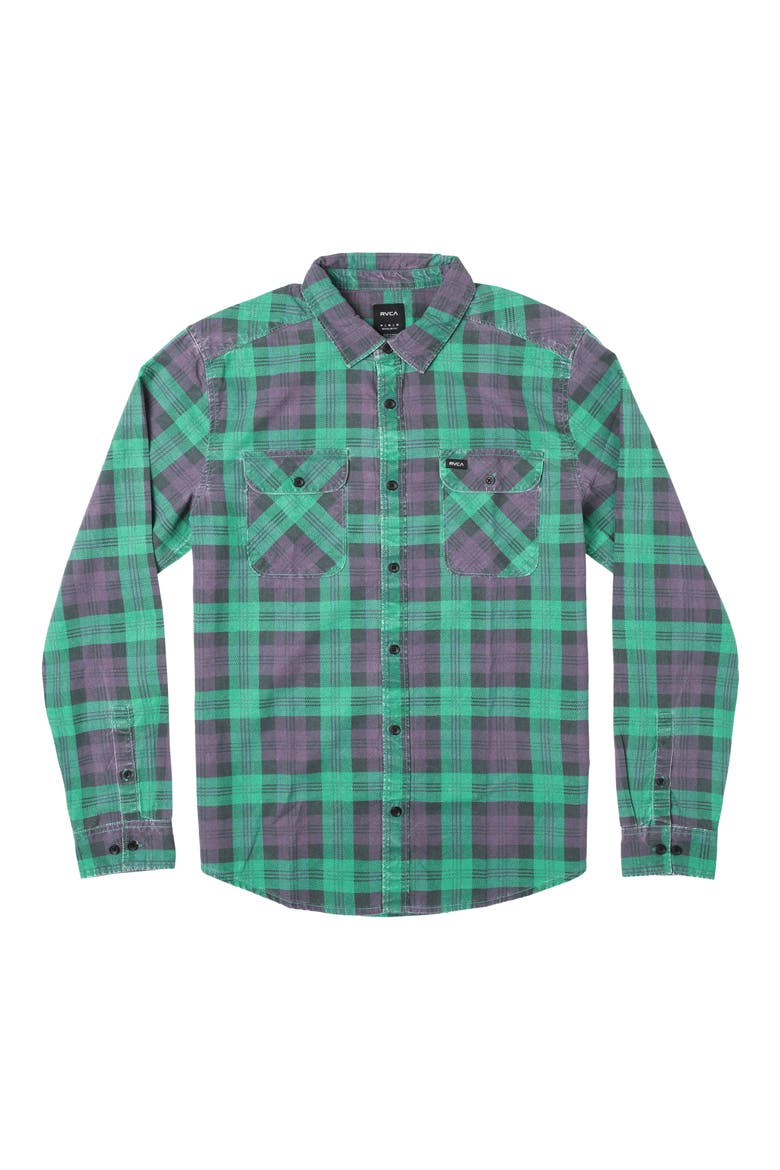 Panhandle Plaid Long Sleeve Button-Up Shirt, Alternate, color, PURPS