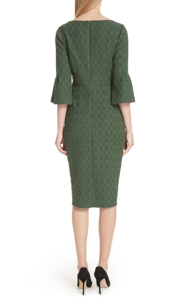 Lela Rose Flutter Sleeve Stretch Jacquard Sheath Dress, Alternate, color, 