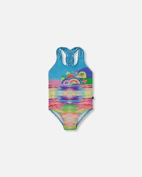 Girl's Printed One-Piece Swimsuit Multicolored