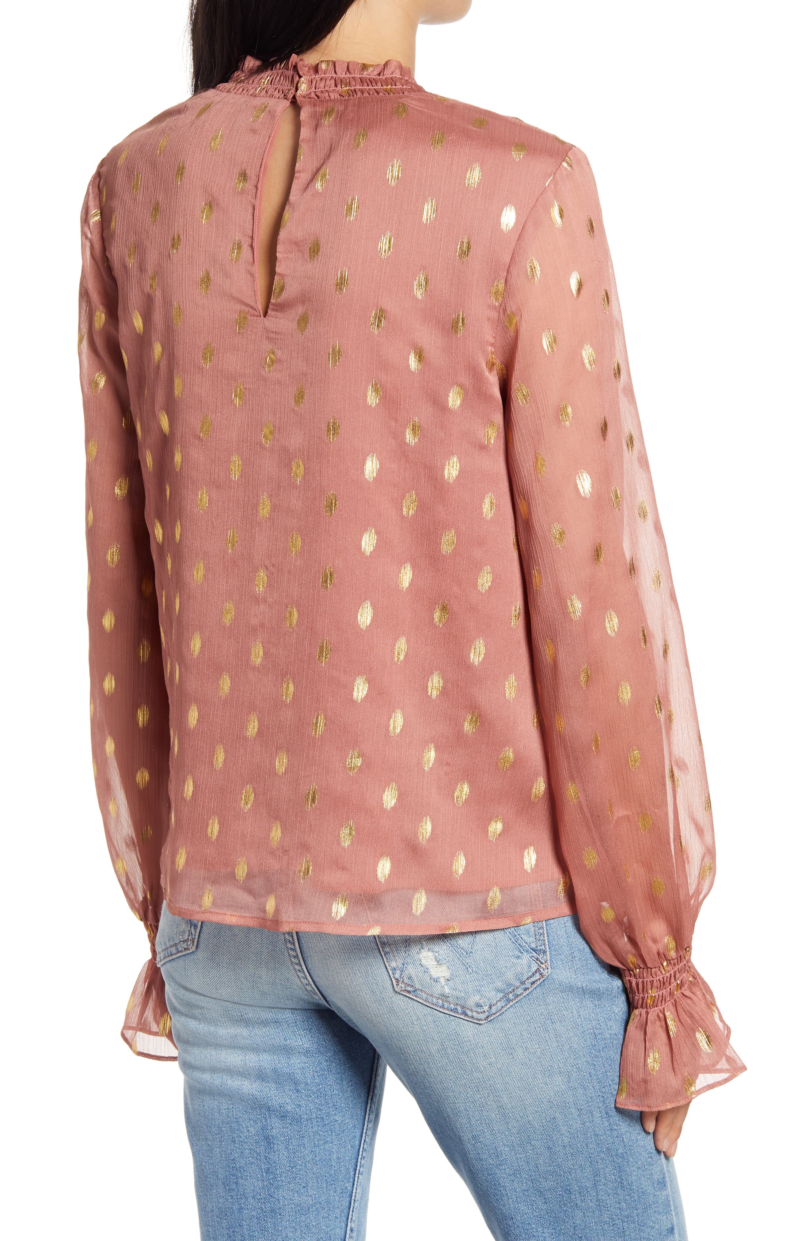 Metallic Polka Dot Chiffon Top - image 4