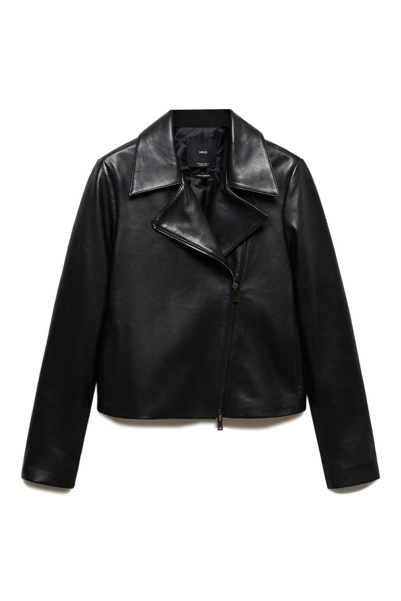 Leather Moto Jacket, Alternate, color, BLACK