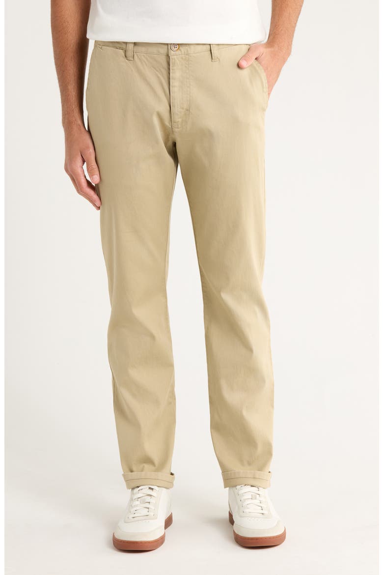 Straight Leg Flat Front Pants, Main, color, STONE KHAKI