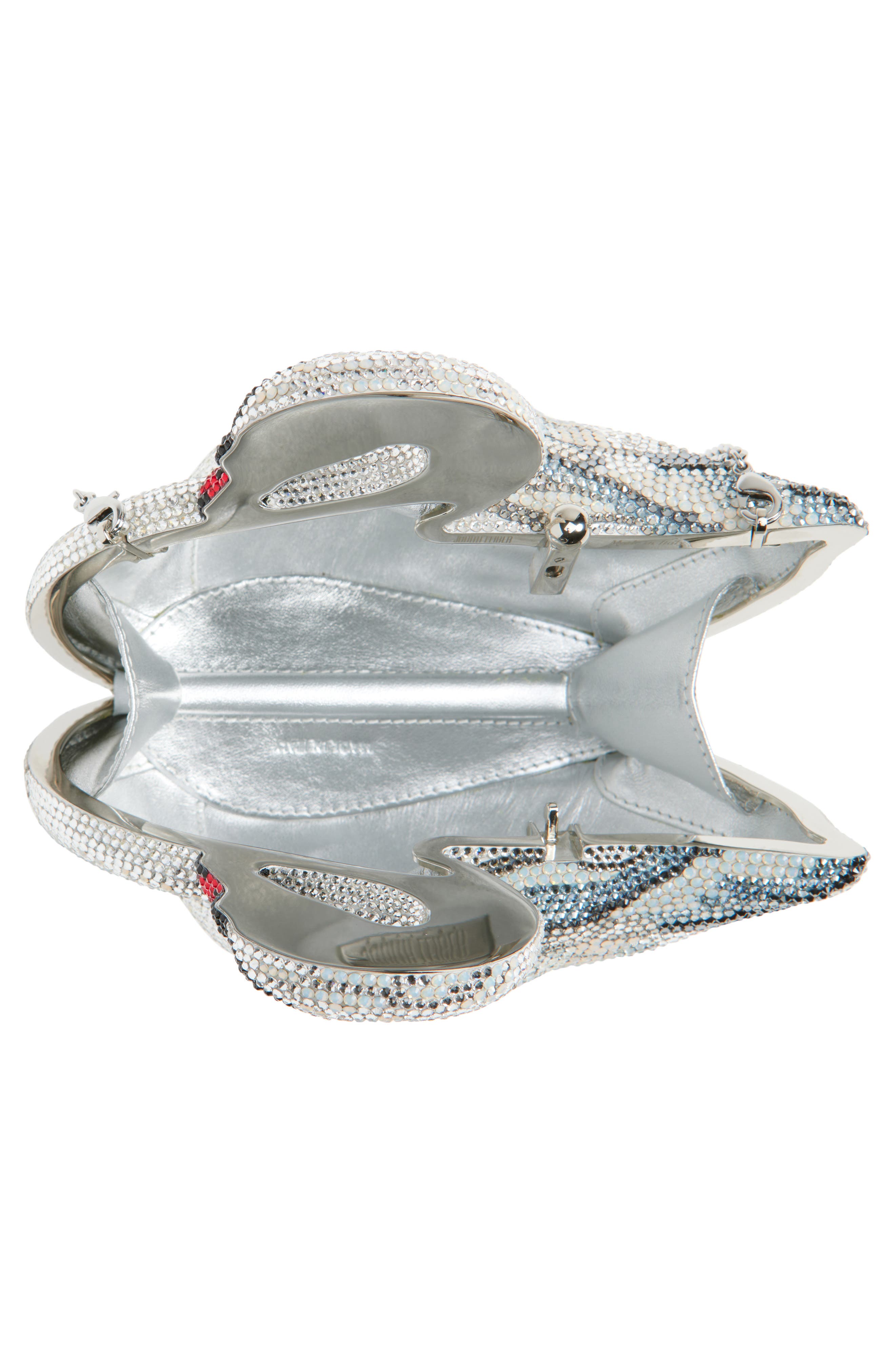 JUDITH LEIBER COUTURE Swan Odette Crystal Embellished Novelty Clutch, Alternate, color, 