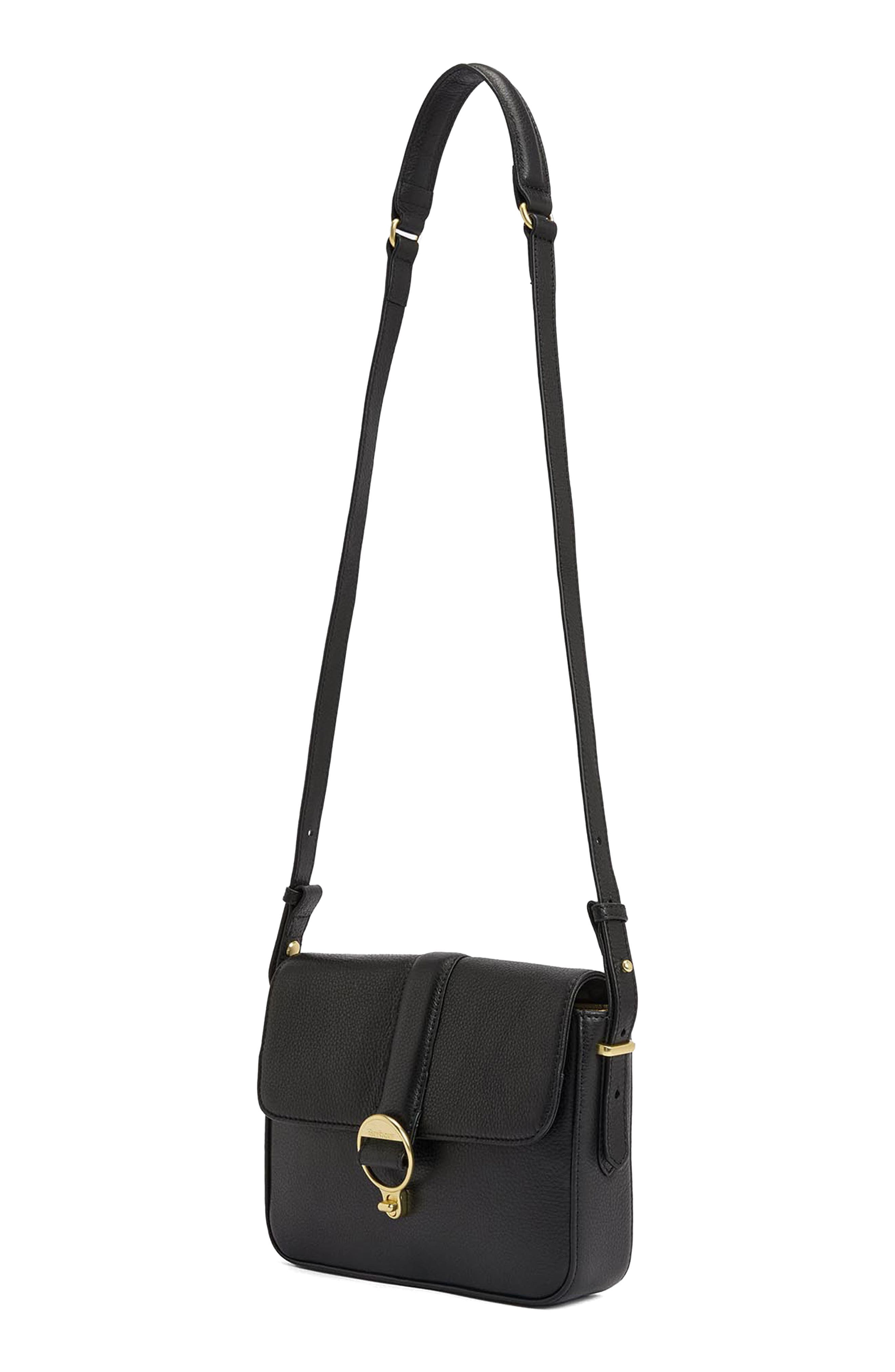 Barbour Rosa Leather Crossbody Bag, Alternate, color, Black