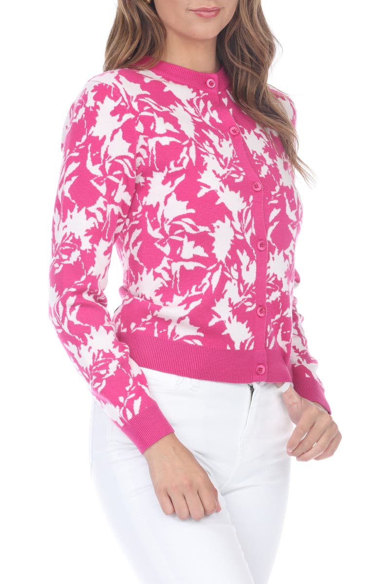 RAIN AND ROSE Floral Crop Cardigan, Alternate, color, Fuchsia