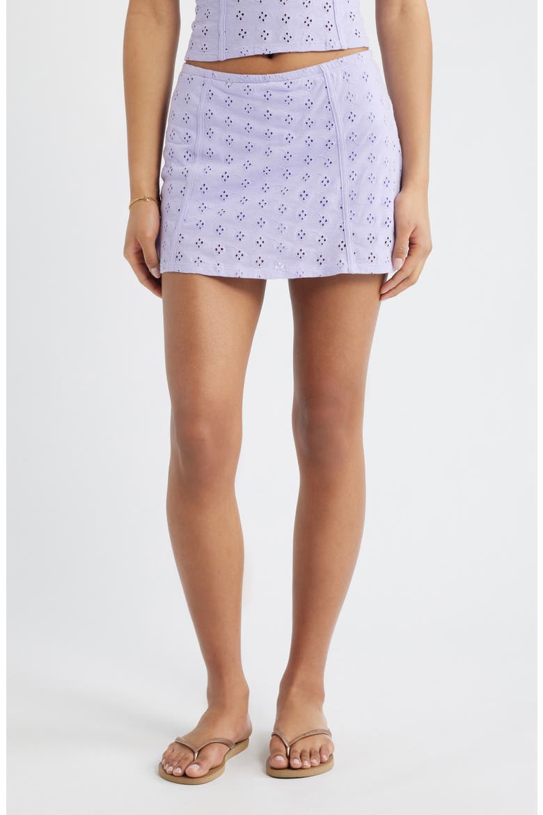 Cotton Eyelet Miniskort, Main, color, PURPLE SPRAY
