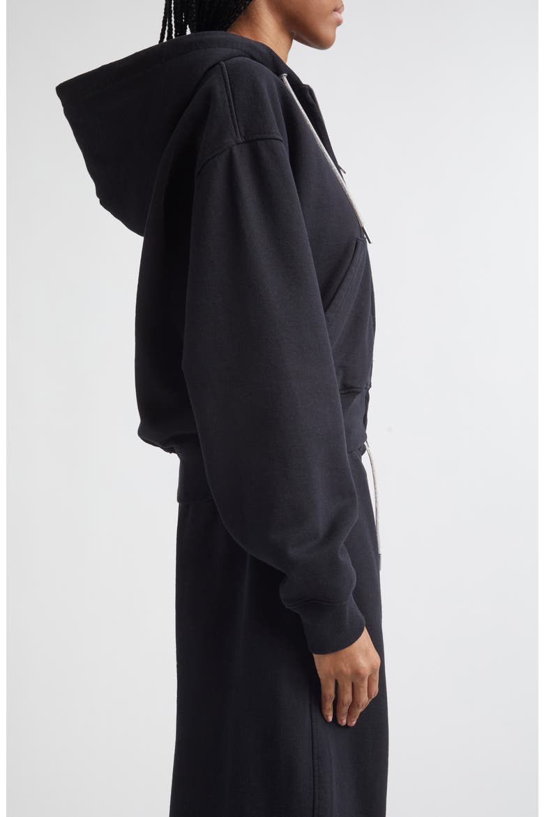 Rhinestone Drawstring Zip Hoodie, Alternate, color, BLACK 2