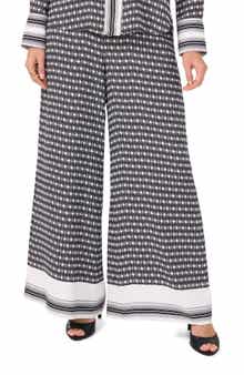 Vince Camuto Geo & Border Print Wide Leg Pants