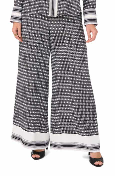 Vince Camuto Geo & Border Print Wide Leg Pants