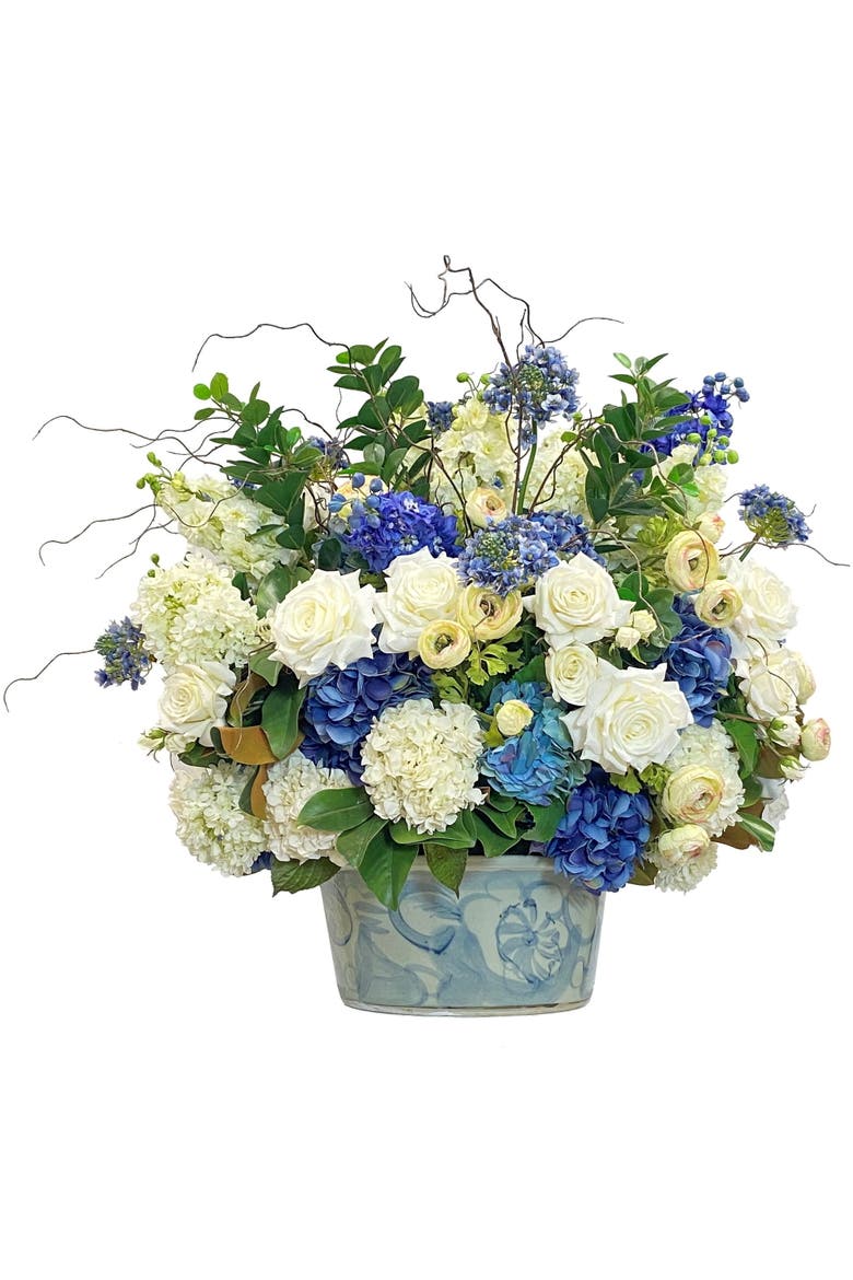 Mixed Floral In Ceramic Bowl, Main, color, BLUE/WHITE