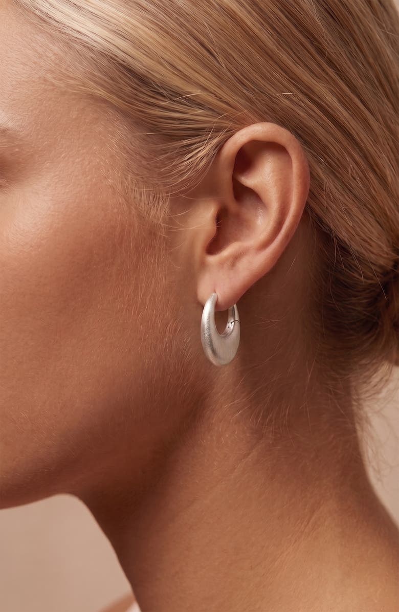 YOJ Eclipse Mini Hoops in Silver, Alternate, color, Silver
