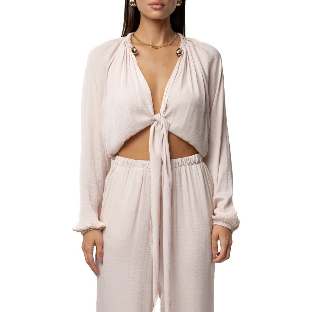 Jluxlabel Seaside Glow Tie Front Top In Neutral