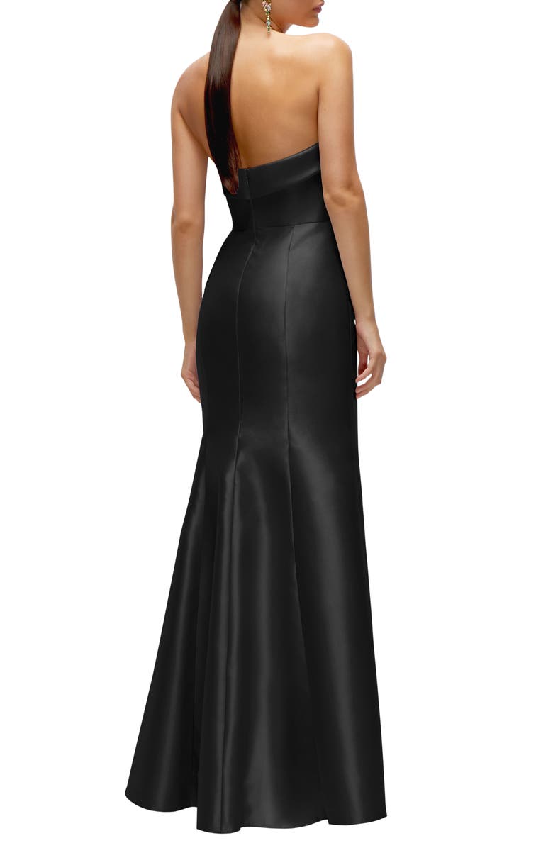 Alfred Sung Strapless Satin Trumpet Gown, Alternate, color, Black