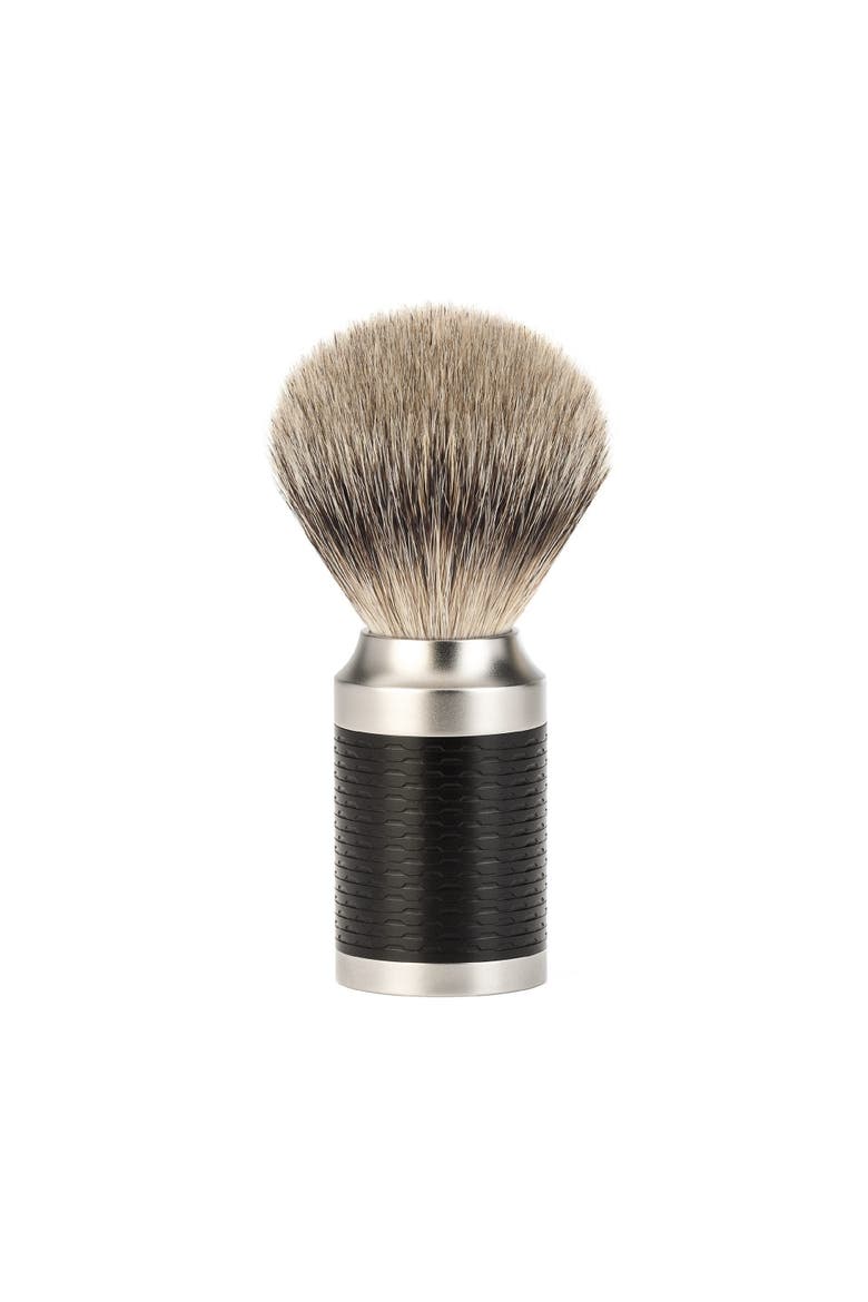 Rocca Stainless Steel & Black Silvertip Badger Shaving Brush, Main, color, Birch Bark