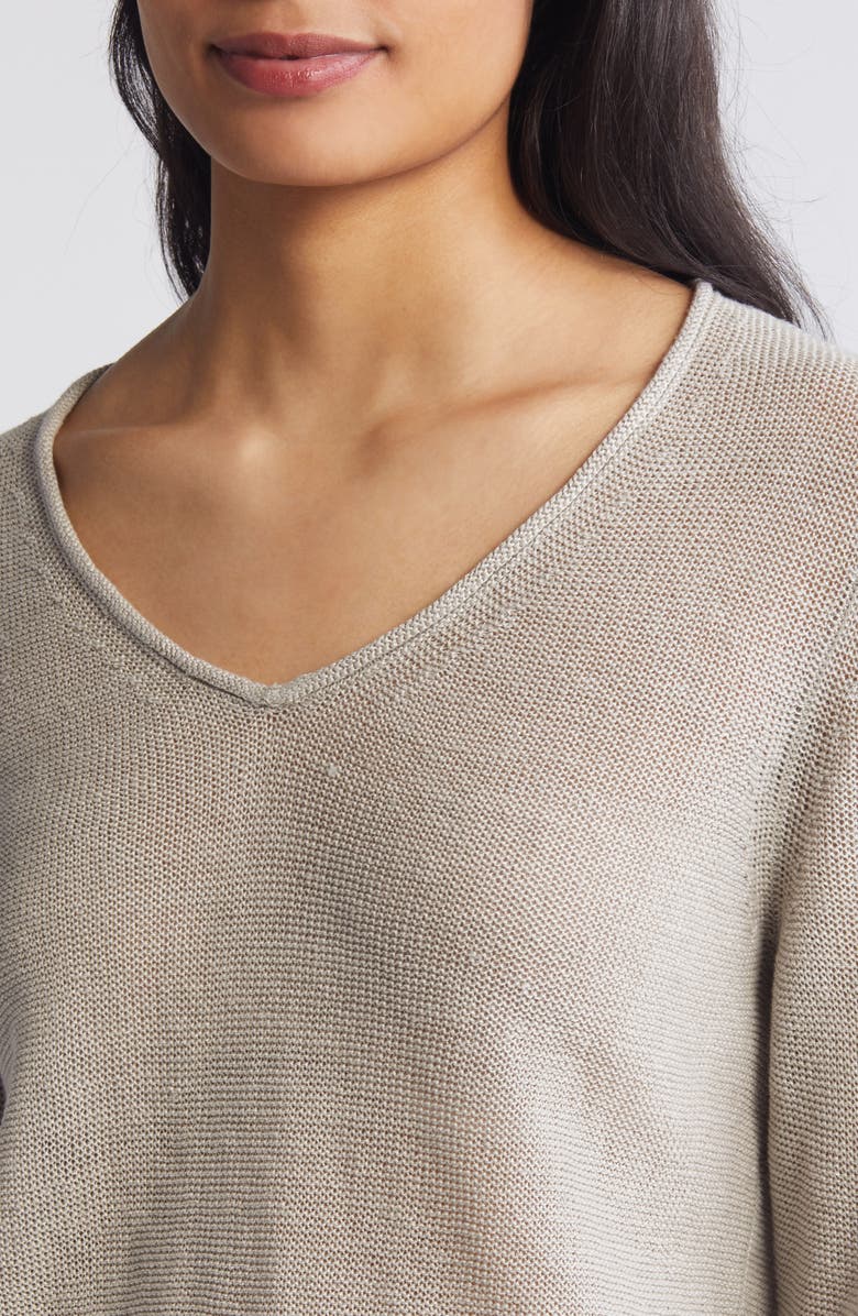 Tommy Bahama Cedar V-Neck Linen Sweater, Alternate, color, Natural