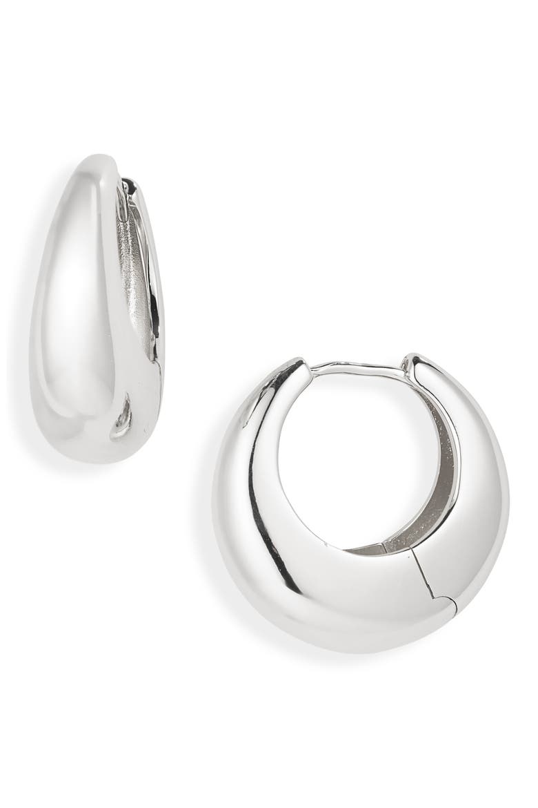 Demi-Fine Bold Huggie Hoop Earrings, Main, color, SILVER