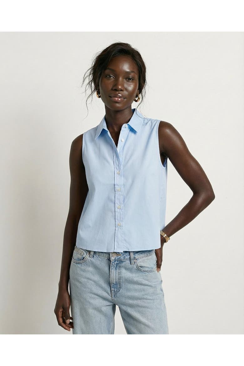 The Boxy Cropped Sleeveless Shirt, Main, color, Light Blue