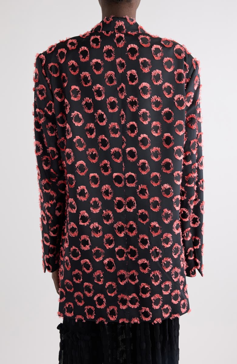 Dries Van Noten Basti Fil Coupé Polka Dot Oversize Double Breasted Satin Blazer, Alternate, color, Black