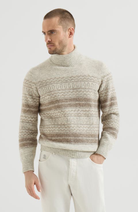 Alpaca, cashmere and wool nordic jacquard turtleneck sweater