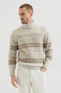 Brunello Cucinelli Alpaca, cashmere and wool nordic jacquard turtleneck sweater