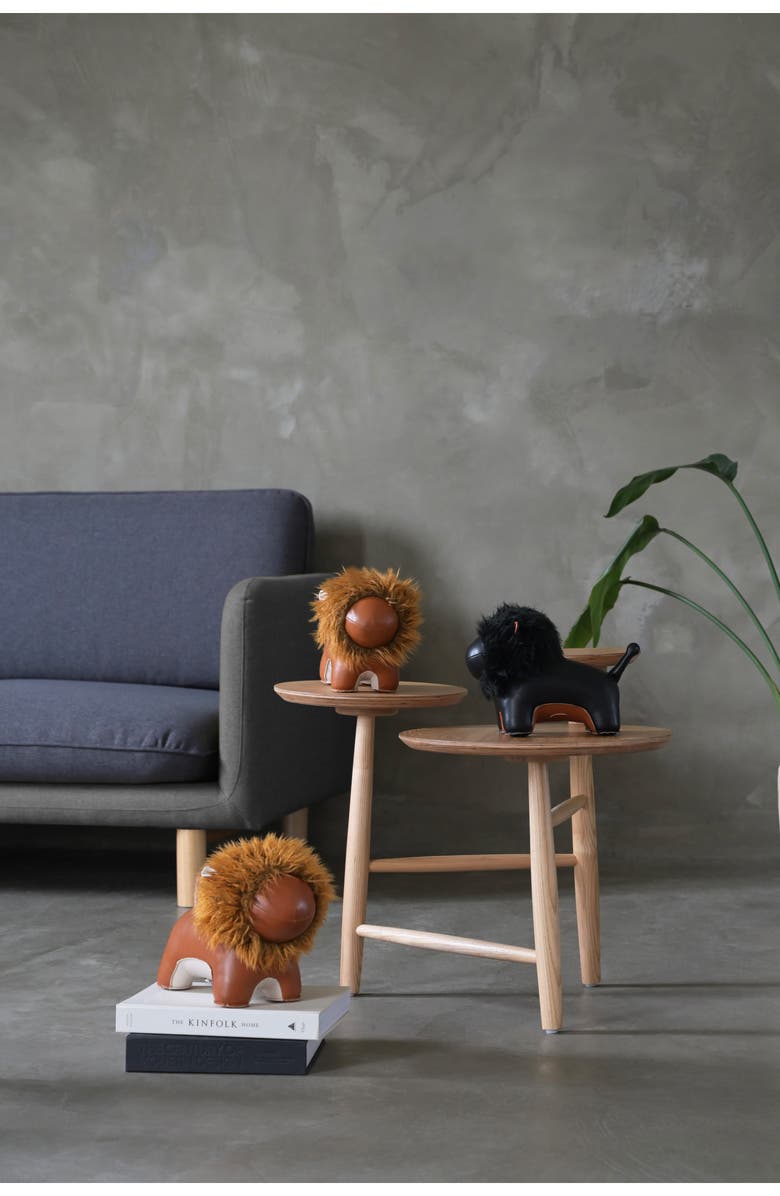 Zuny Lion Lino Faux Leather Bookend, Alternate, color, Tan Wheat