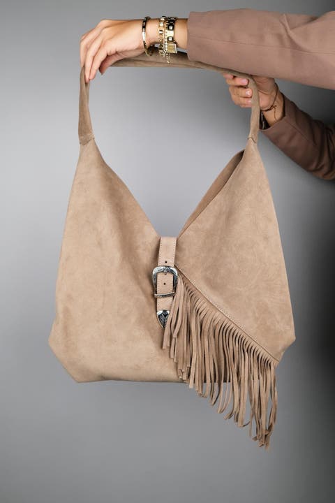 Rosalin Leather Tassel Shoulder Bag (Women)