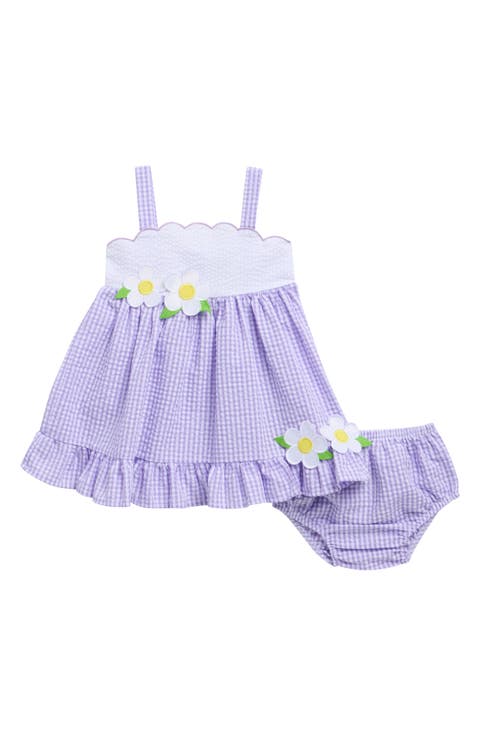 Lilac Scallop Seersucker Dress & Bloomers (Baby)
