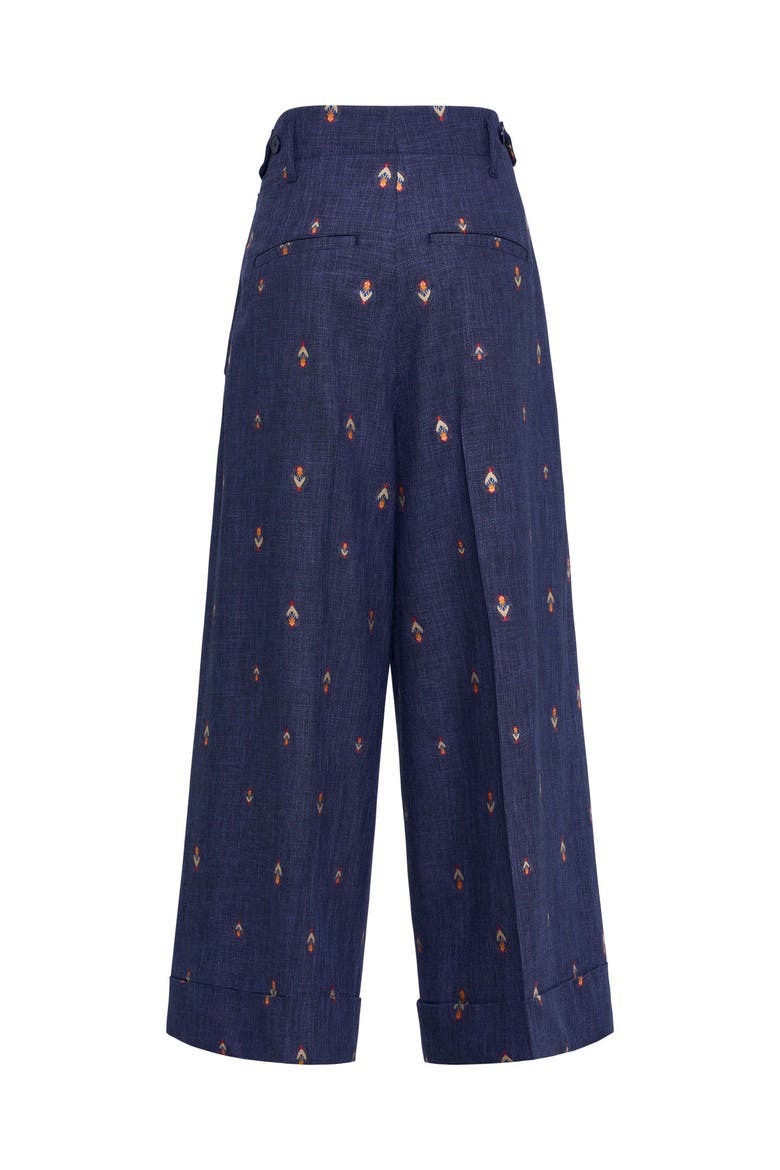 Wide Leg Jacquard Trousers, Alternate, color, Jeansblue