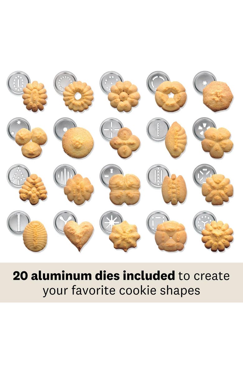 Marcato Atlas Biscuit Maker Press, Includes 20 Cookie Disc Shapes, Silver, Alternate, color,