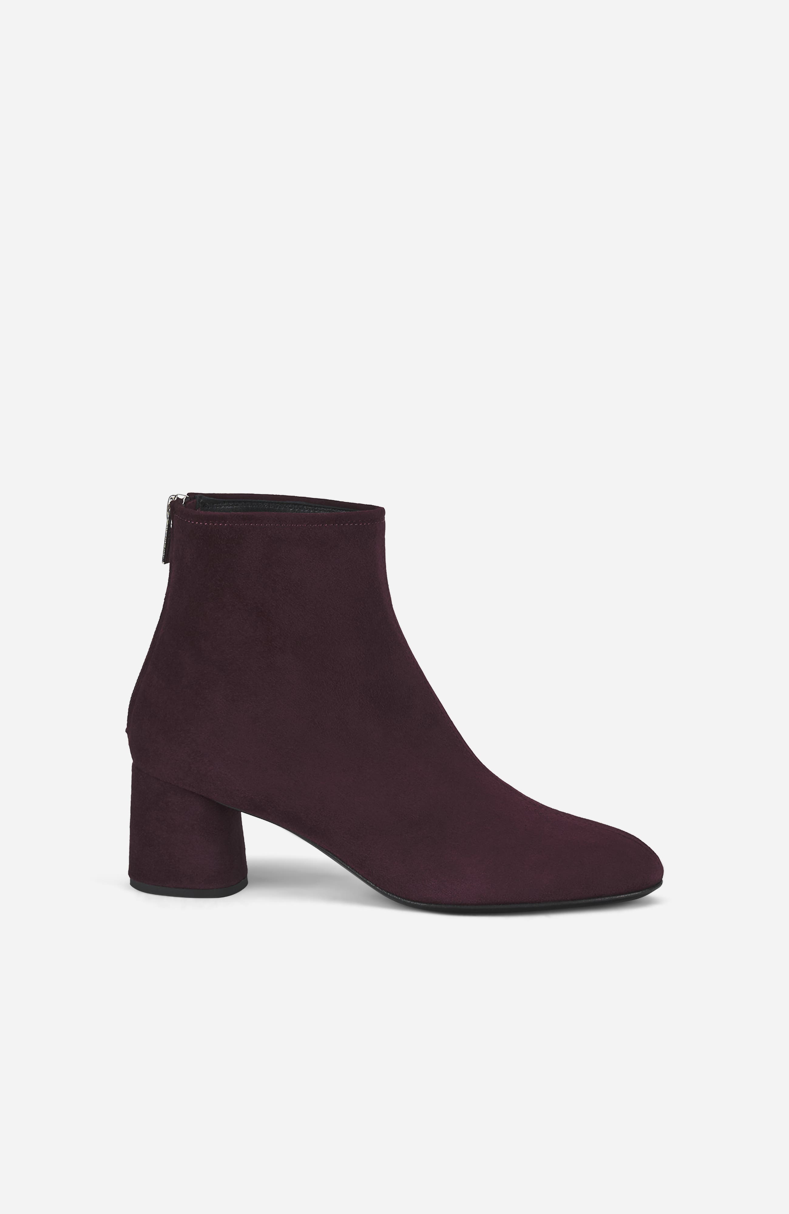 Olga Water Resistant Velour Ankle Boot with Heel, Main, color, Wine