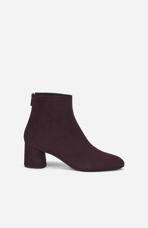 Olga Water Resistant Velour Ankle Boot with Heel