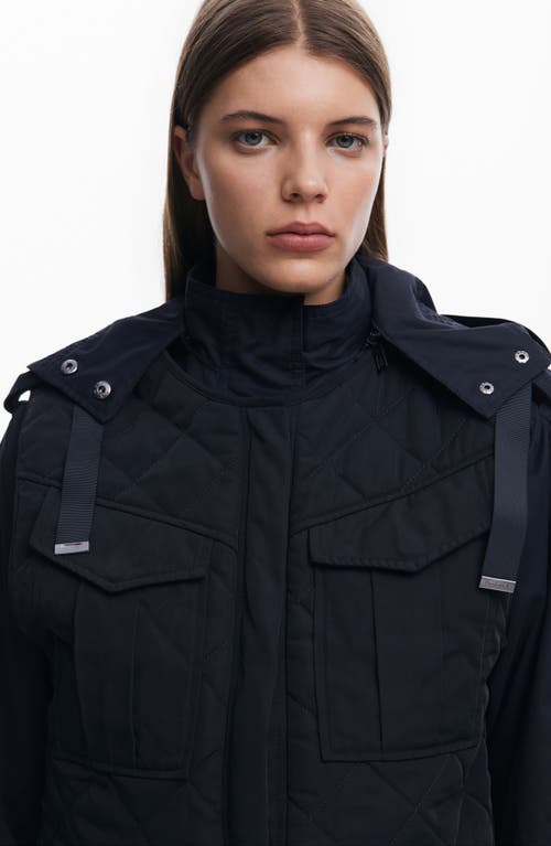 Desigual 2-in-1 Coat With Detachable Vest & Removable Hood In Black
