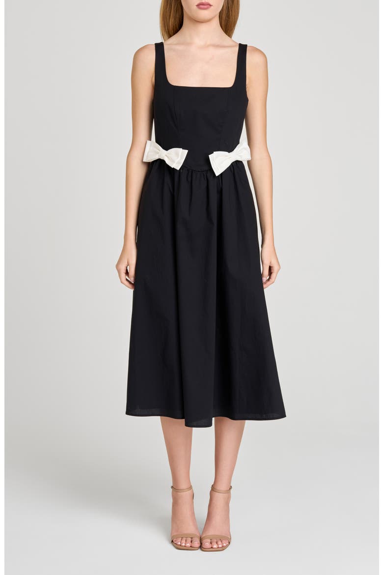 WAYF Lizzy Bow Trim Midi Dress (Women) | Nordstrom