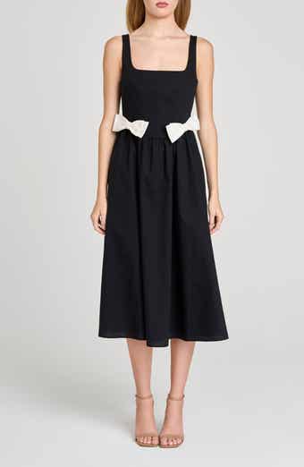 WAYF Lizzy Bow Trim Midi Dress